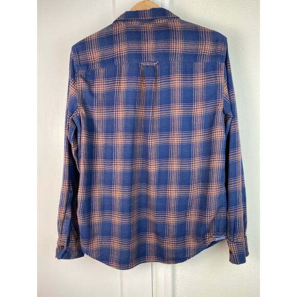 Outerknown Blue and Orange Plaid Casual Button Down Shirt - Picture 3 of 8